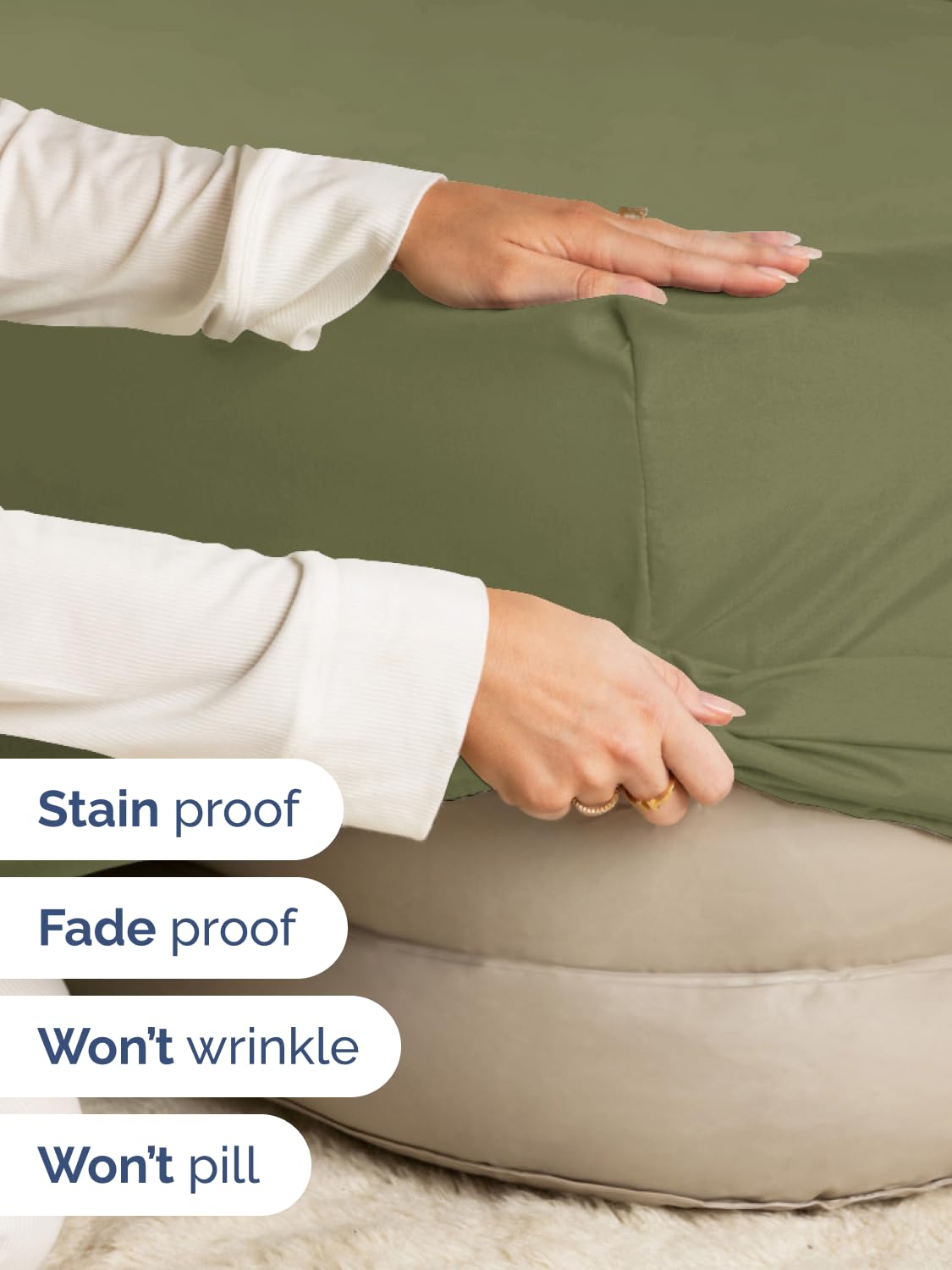 CGK Unlimited elastic edge king fitted sheet ready for easy bed-making.