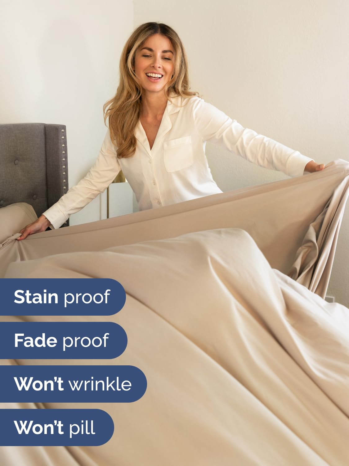 CGK Unlimited Elastic-Fitted Edge demonstrates stretch around deep mattresses