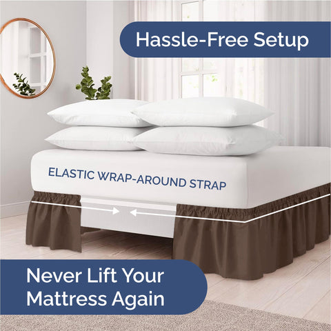 CGK Unlimited elastic wrap bed skirt stays put during use