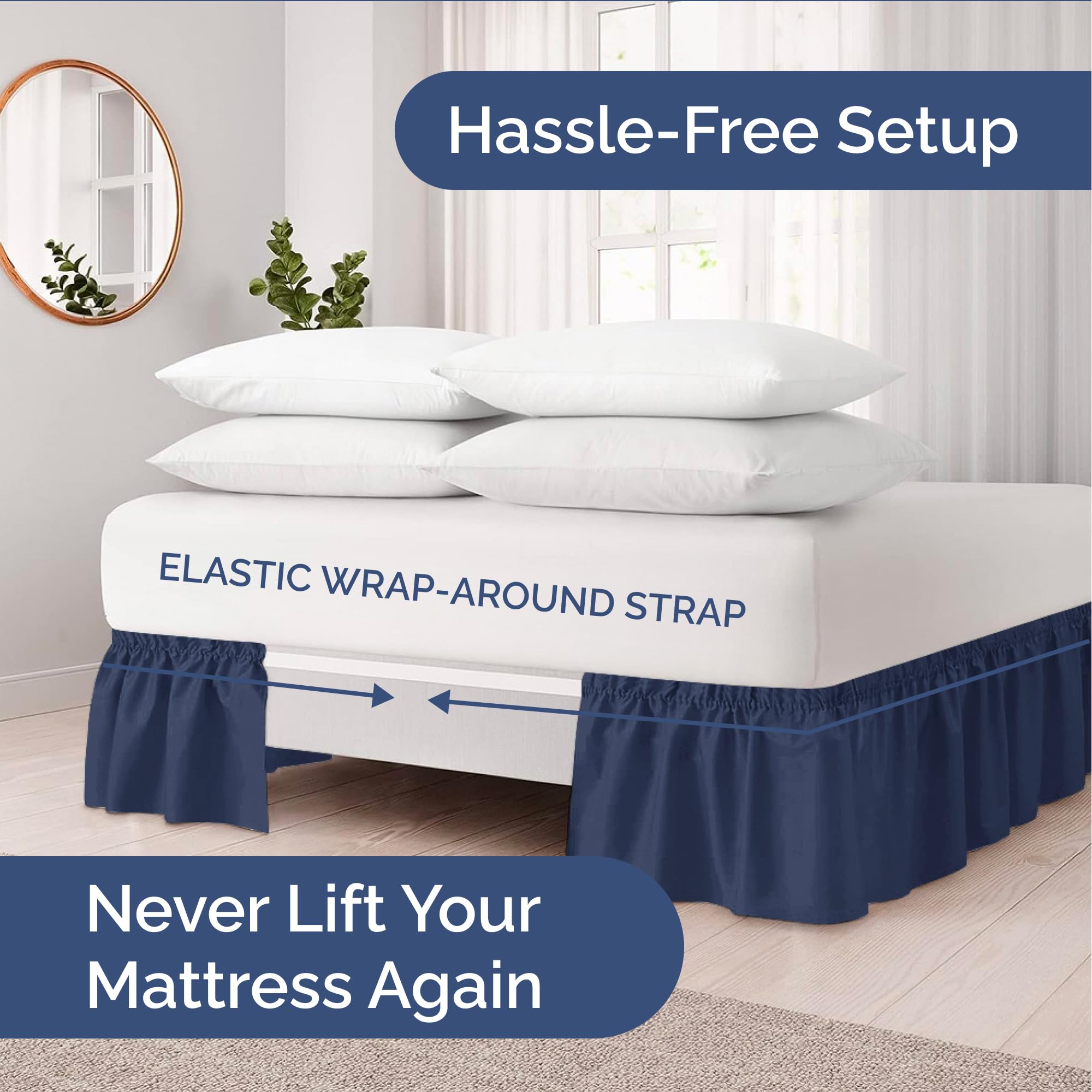 CGK Unlimited elastic wrap stays put around the mattress for a seamless look.