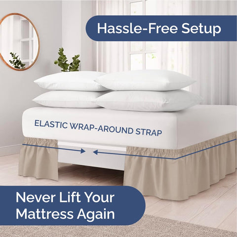 CGK Unlimited elastic wrap keeps the bed skirt in place during daily use.