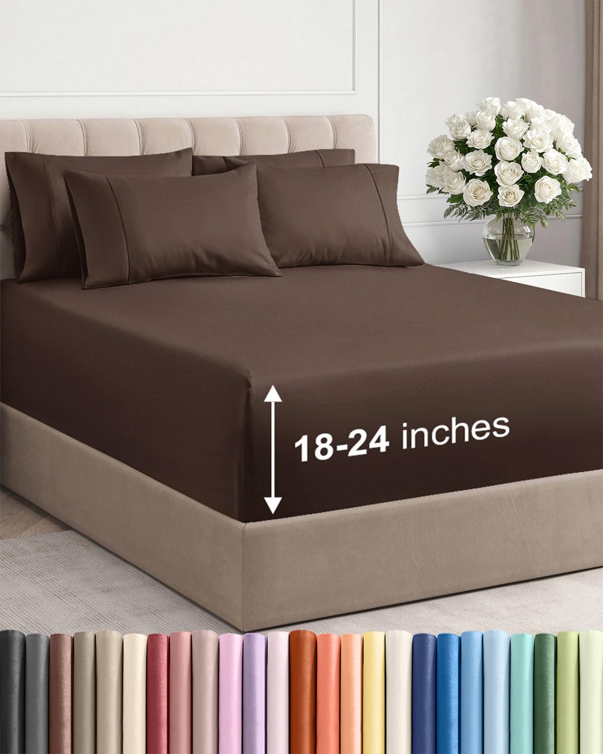 CGK Unlimited extra-deep Cal King fitted sheet with stretchable elastic for deep mattresses