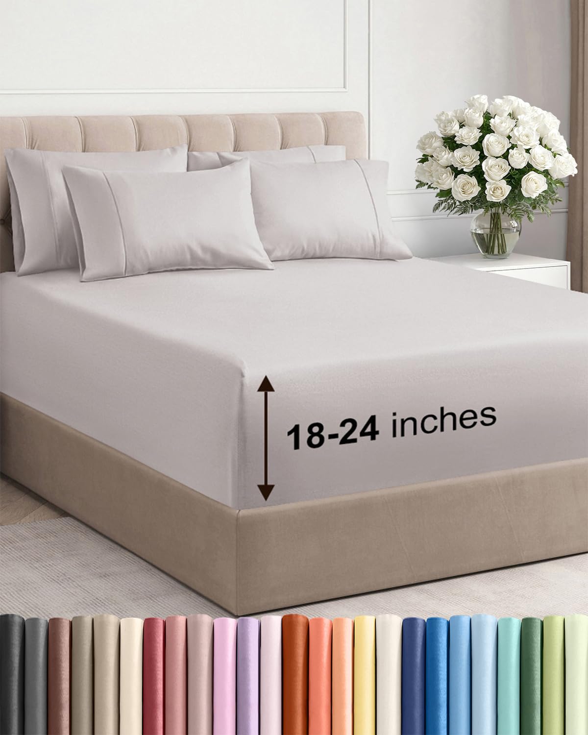 CGK Unlimited extra-deep Cal King flat sheet for tall mattresses with breathable soft feel