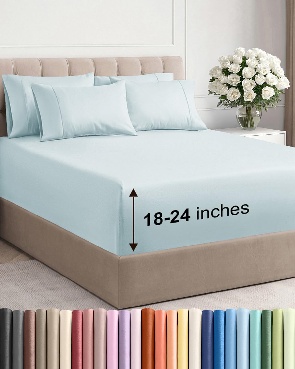 CGK Unlimited Extra Deep Cal King Flat Sheet with breathable microfiber for comfort