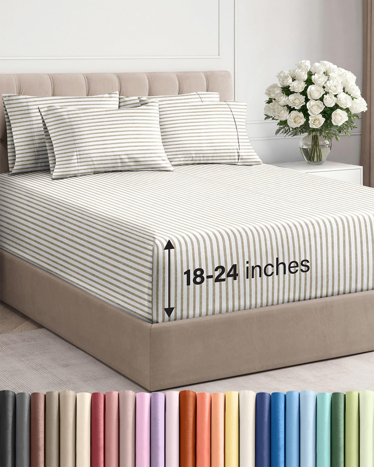 CGK Unlimited extra deep Cal King sheet set laid flat shows luxurious microfiber softness