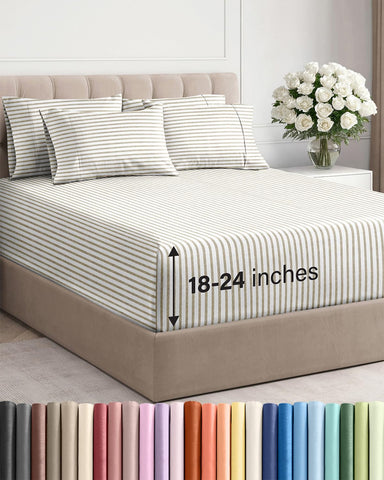 CGK Unlimited extra deep Cal King sheet set laid flat shows luxurious microfiber softness