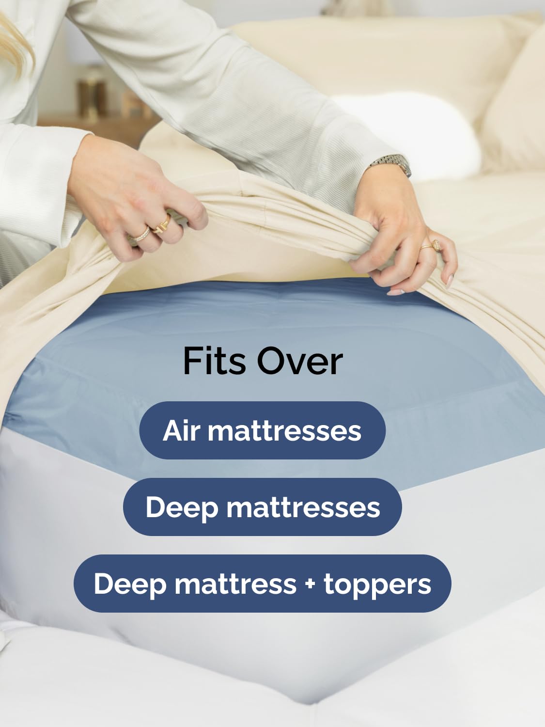 CGK Unlimited sheets accommodate toppers like memory foam and pillow tops securely.