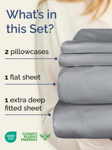 CGK Unlimited Extra Deep King fitted sheet on a king bed with 21-inch pockets stays snug.