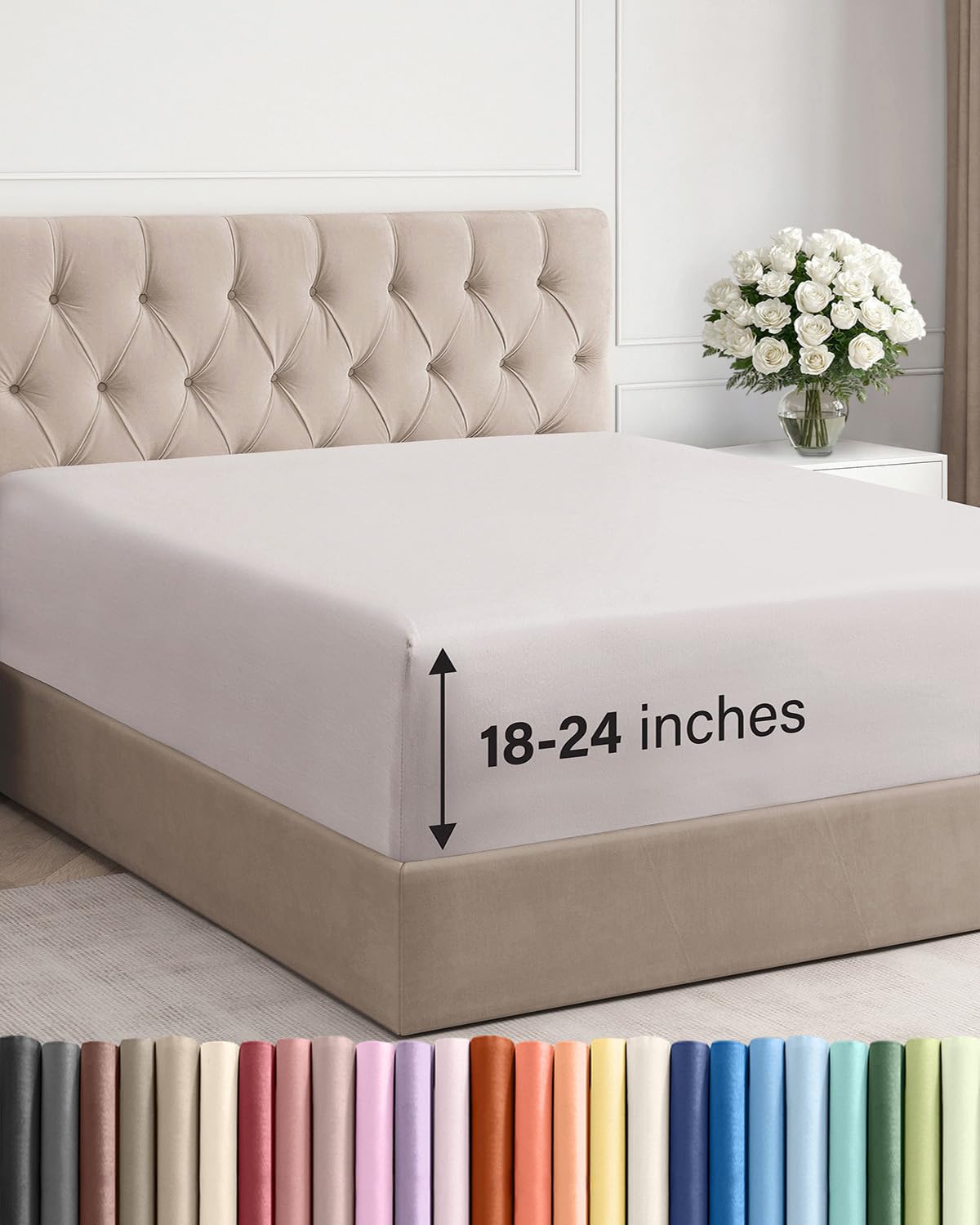 CGK Unlimited extra deep king fitted sheet showing secure pockets for deep mattresses.