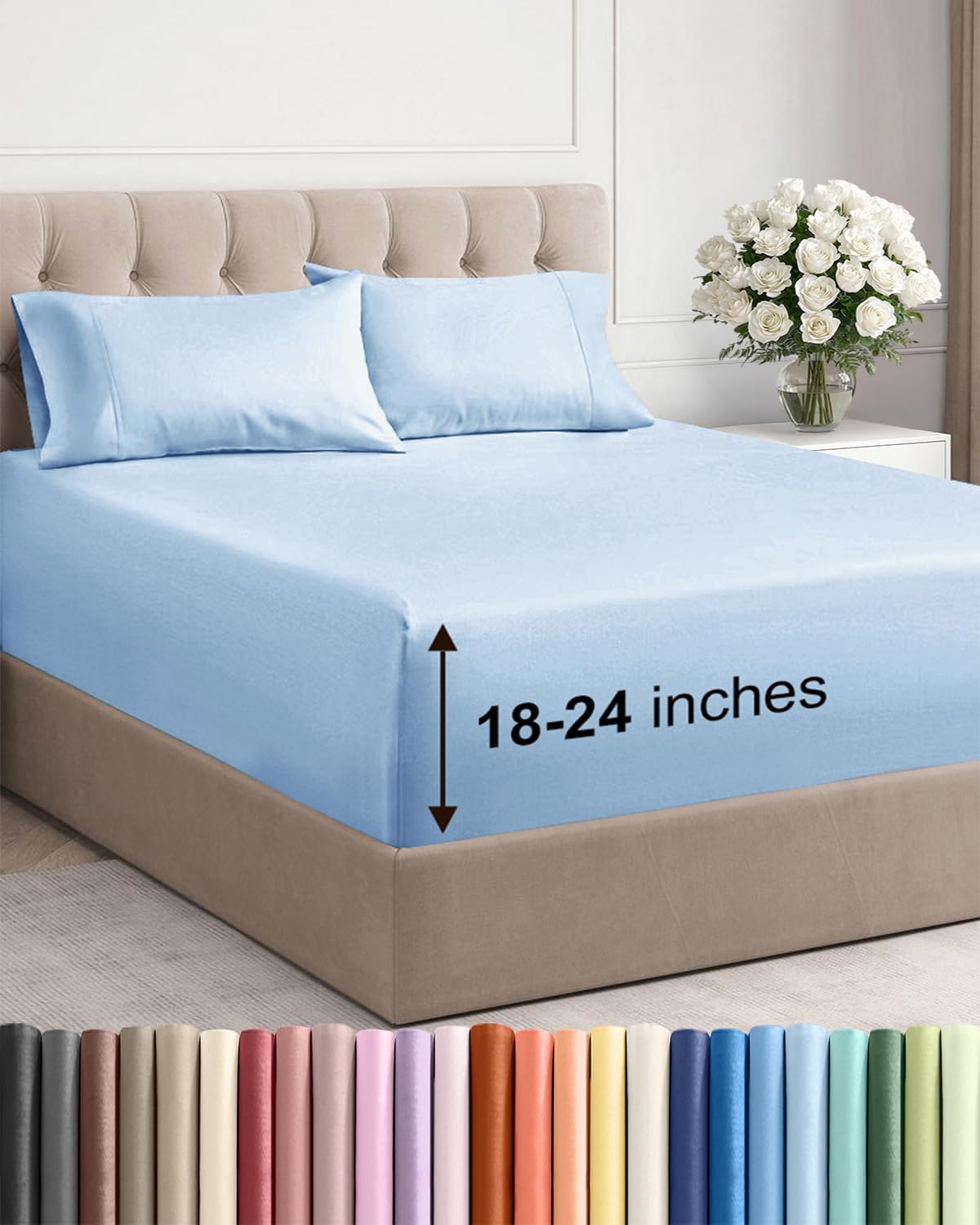 CGK Unlimited Extra Deep King fitted sheet with extra deep pockets hugs thick mattresses.