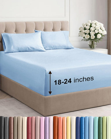 CGK Unlimited Extra Deep King fitted sheet with extra deep pockets hugs thick mattresses.