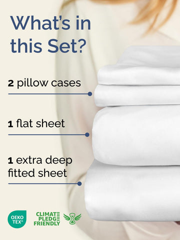 CGK Unlimited extra-deep king fitted sheet showing extra depth for secure fit