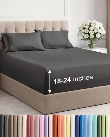 CGK Unlimited Extra Deep King fitted sheet with deep pockets for thick mattresses.