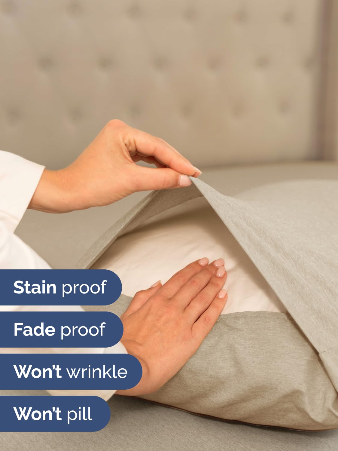 CGK Unlimited microfiber softness on the extra-deep king set enhances comfort