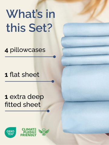 CGK Unlimited Extra Deep King fitted sheet demonstrates stretch elastic for a snug, secure fit