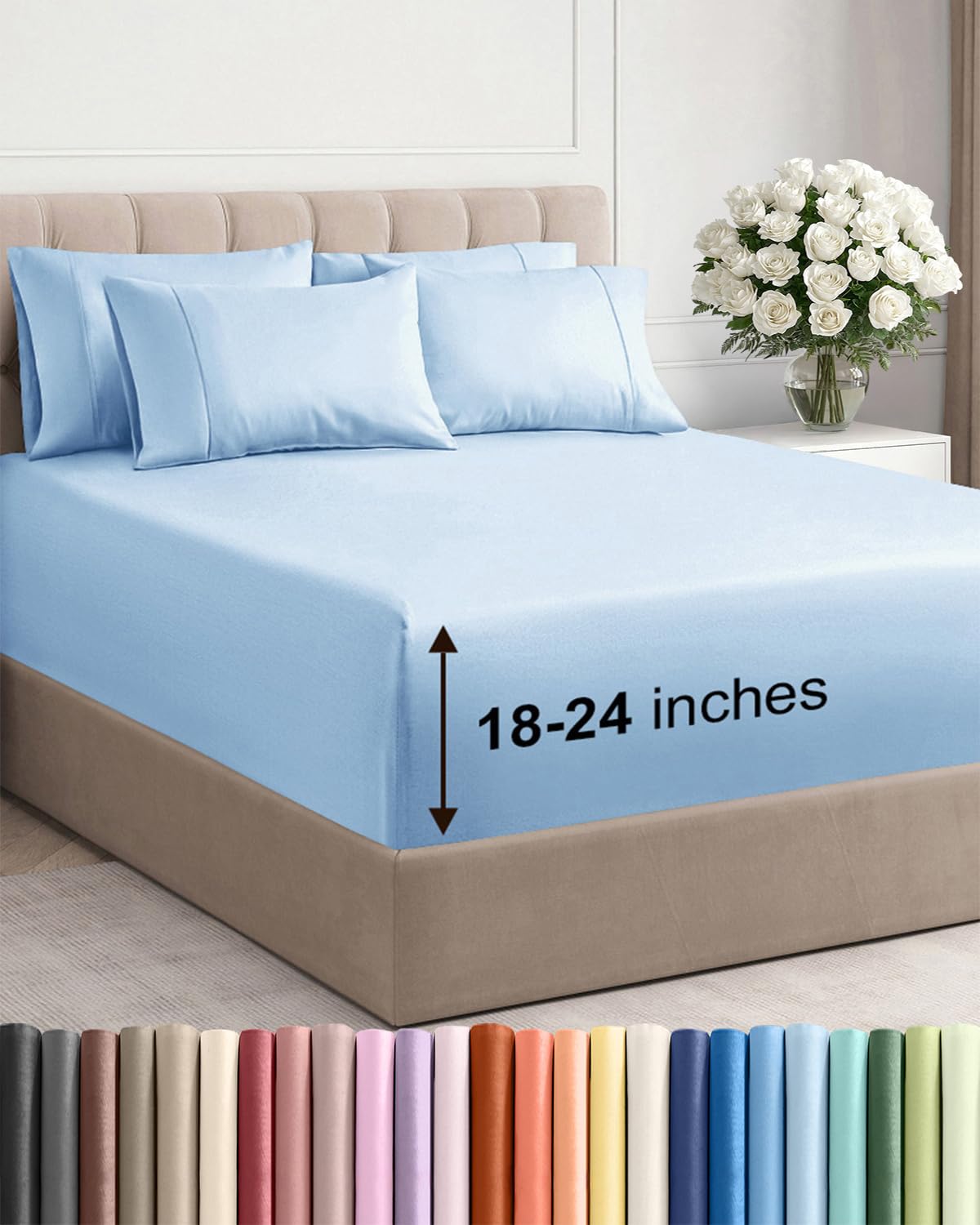 CGK Unlimited Extra Deep King sheet flat sheet shows smooth drape on a deep mattress
