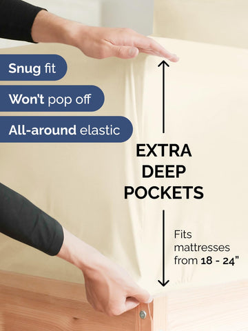 Adjustable bed compatibility demonstrated with CGK Unlimited deep king sheets.