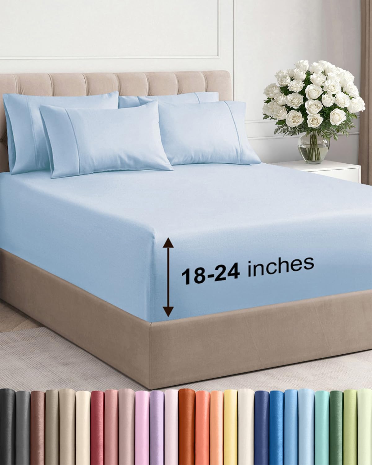 CGK Unlimited extra-deep king sheets close-up showing plush microfiber for a soft, comfortable sleep