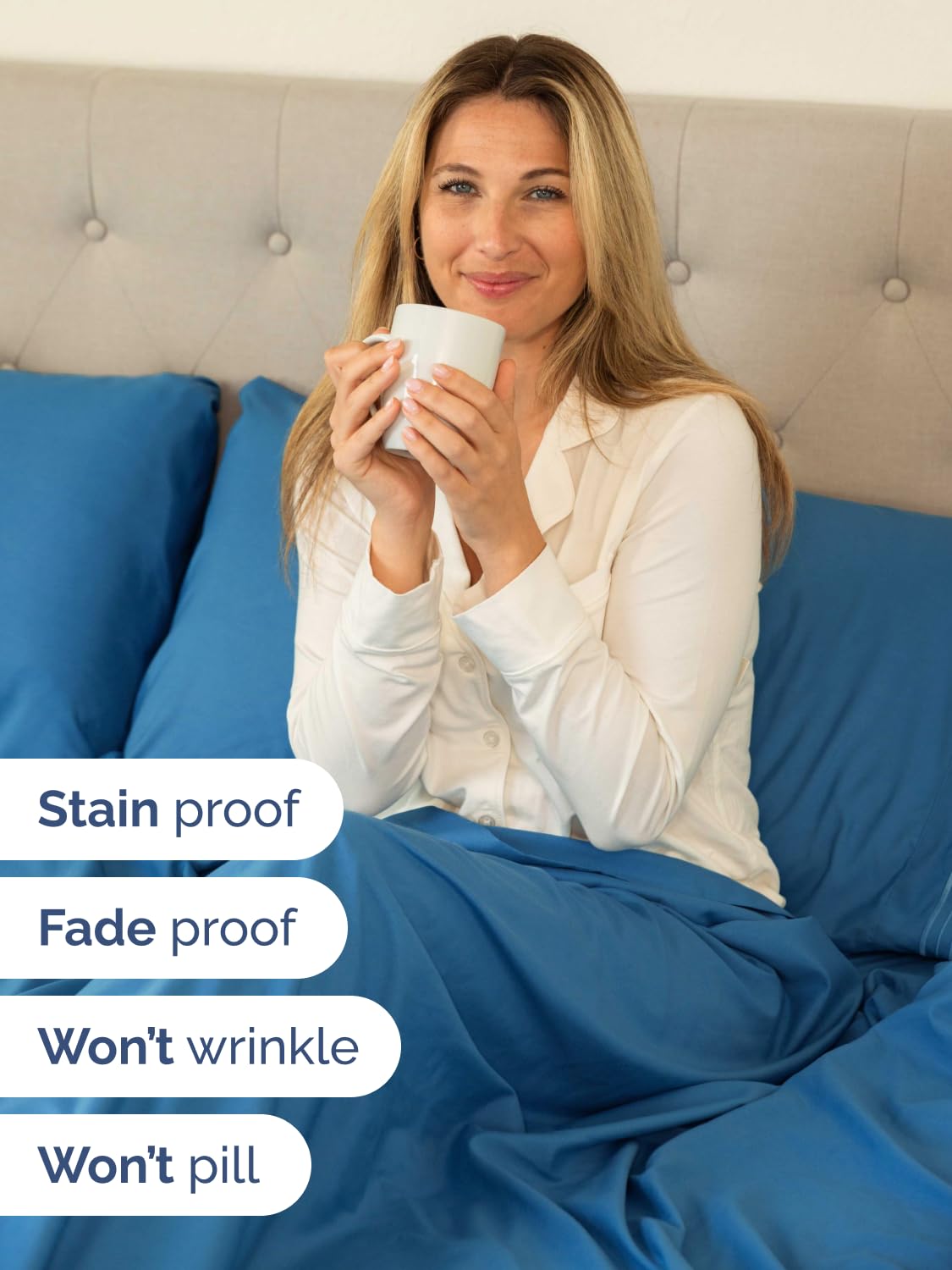 CGK Unlimited denim blue pillowcase-1 with secure closure for oversized pillows