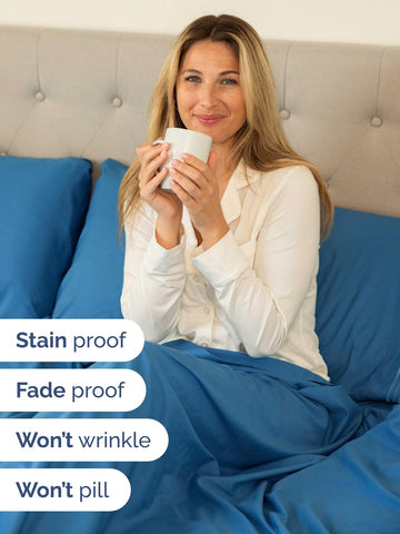 CGK Unlimited denim blue pillowcase-1 with secure closure for oversized pillows