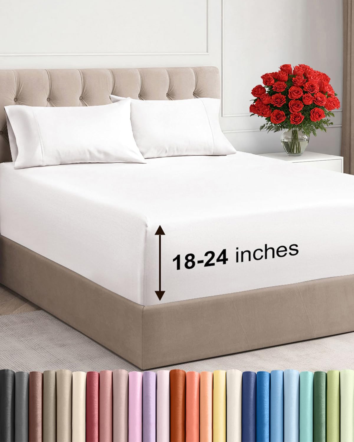 CGK Unlimited Extra Deep King fitted sheet with deep-pocket fits 18-24 inch mattresses securely