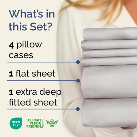 CGK Unlimited Extra Deep King Sheet Set fitted sheet on a deep mattress with secure elastic