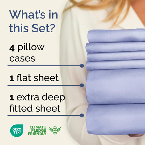 CGK Unlimited Extra Deep King Sheet Set lavender fitted sheet with deep elastic edge