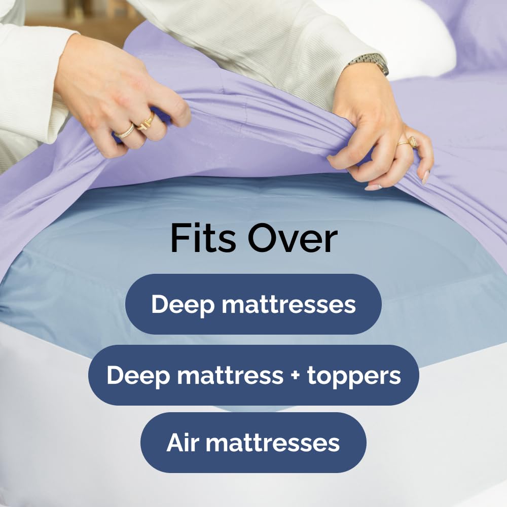 CGK Unlimited microfiber sheets in lavender delivering extreme softness and light feel