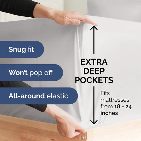 CGK Unlimited Extra Deep King Sheet Set four oversized pillowcases with secure closures