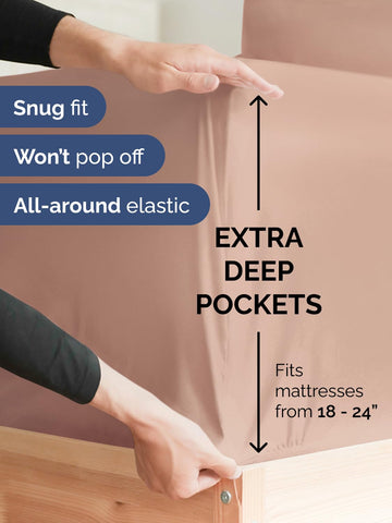 CGK Unlimited extra deep king sheets showing ultra-deep pockets for tall mattresses