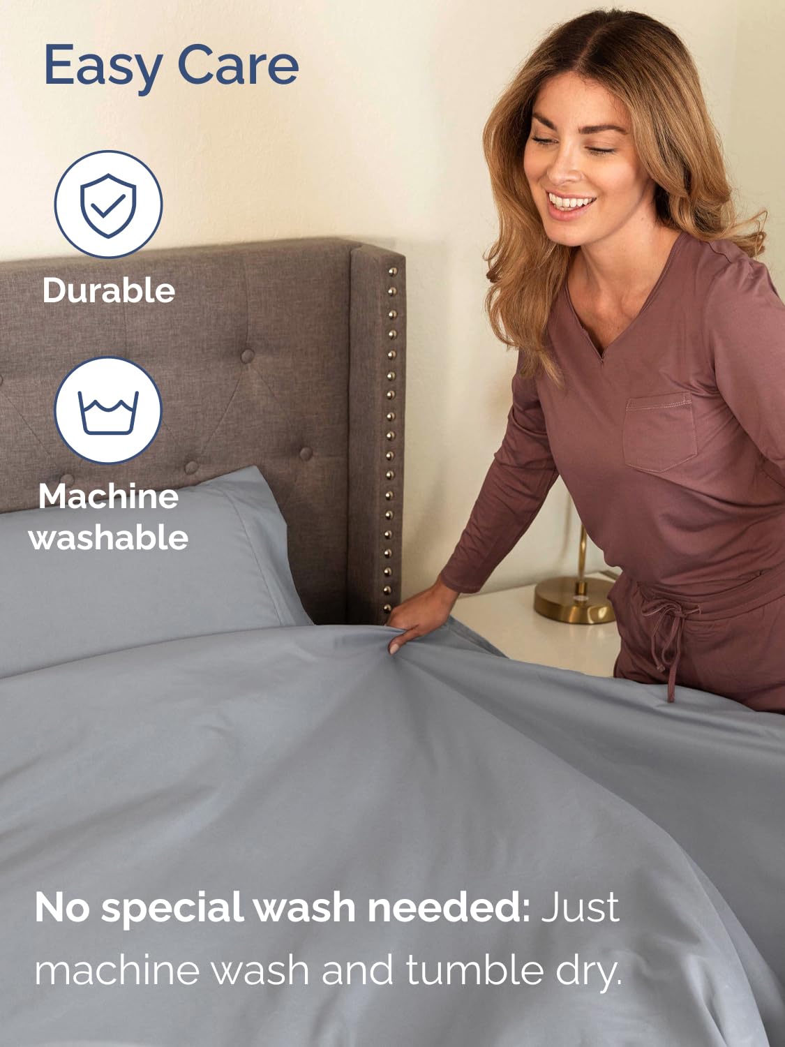 CGK Unlimited Extra Deep King wrinkle-resistant fabric stays smooth with easy care.