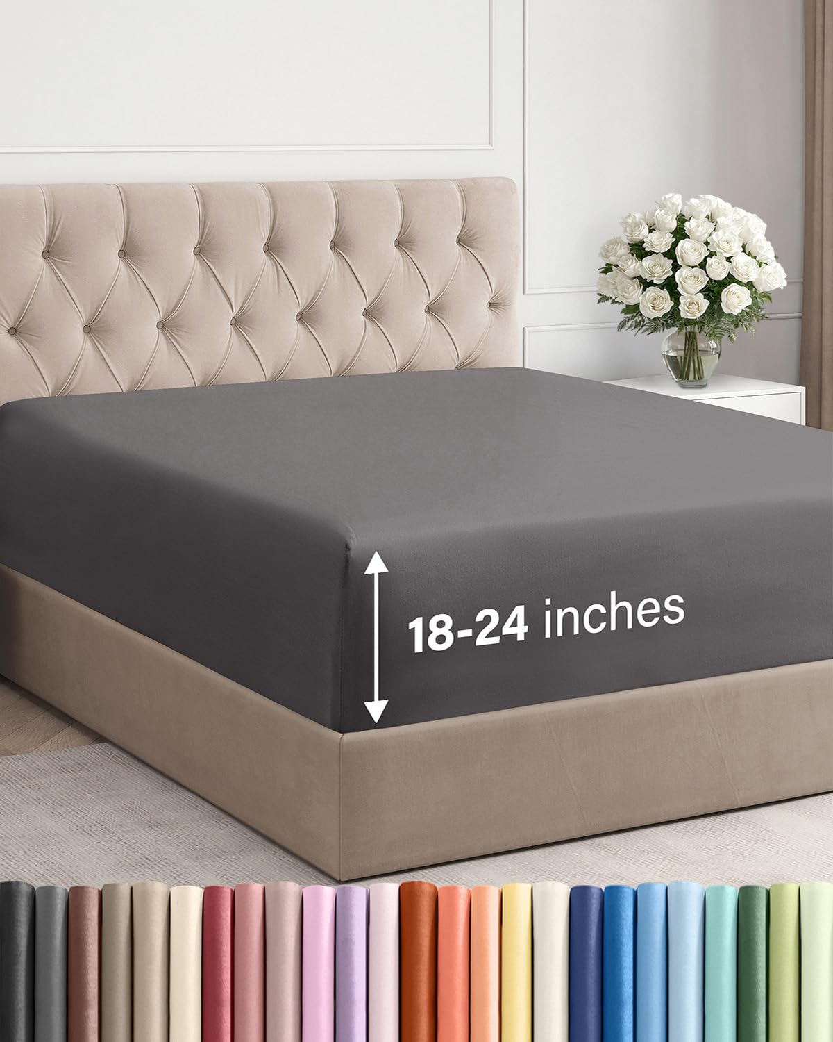 CGK Unlimited extra deep pocket Cal King fitted sheet fitting 18–24 inch mattresses