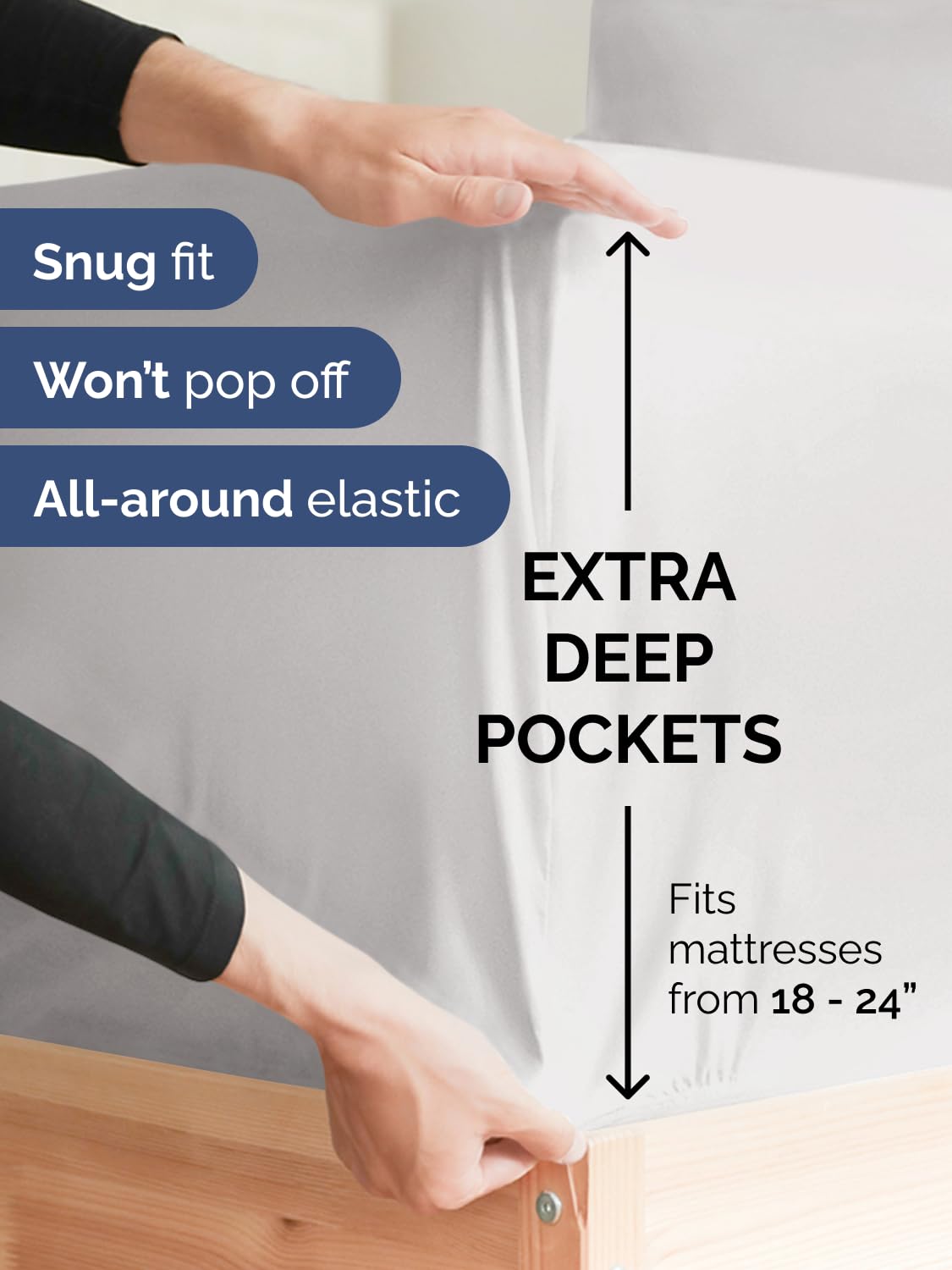 CGK Unlimited deep-pocket king sheet demonstrating full mattress coverage.