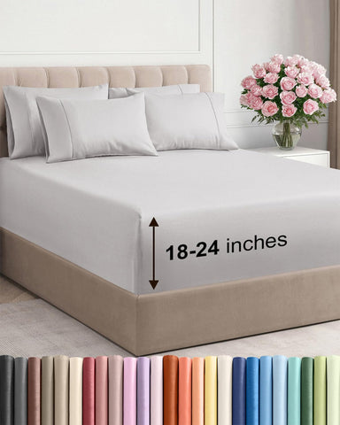 CGK Unlimited extra deep pocket queen fitted sheet secures deep mattresses