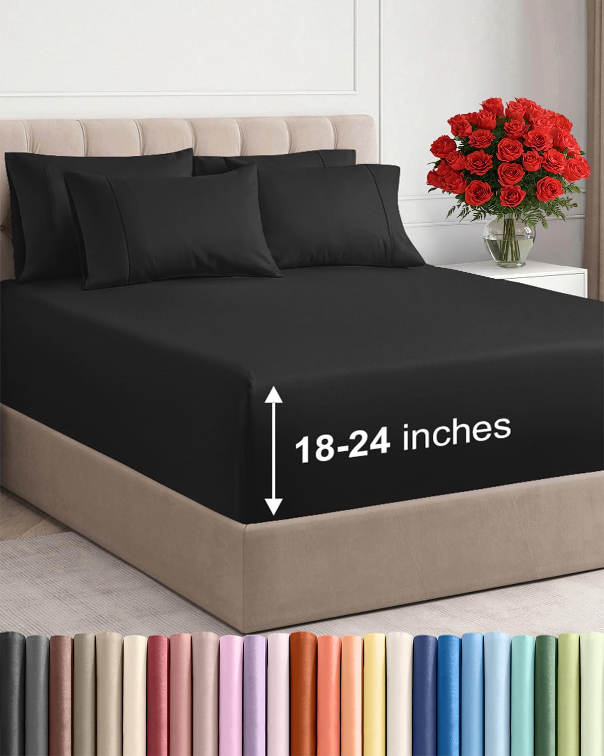 CGK Unlimited extra deep pocket sheet flat view on a bed.