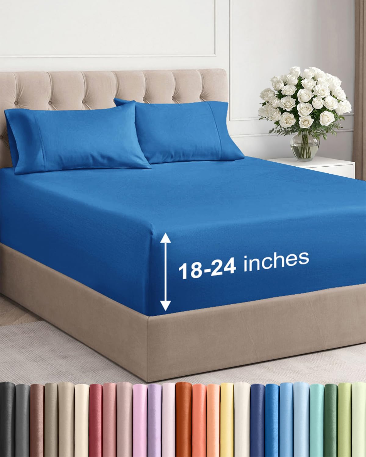 CGK Unlimited Extra Deep Queen sheets close-up shows ultra-soft, breathable microfiber.