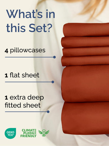CGK Unlimited extra-deep queen fitted sheet with extended pockets for tall mattresses.