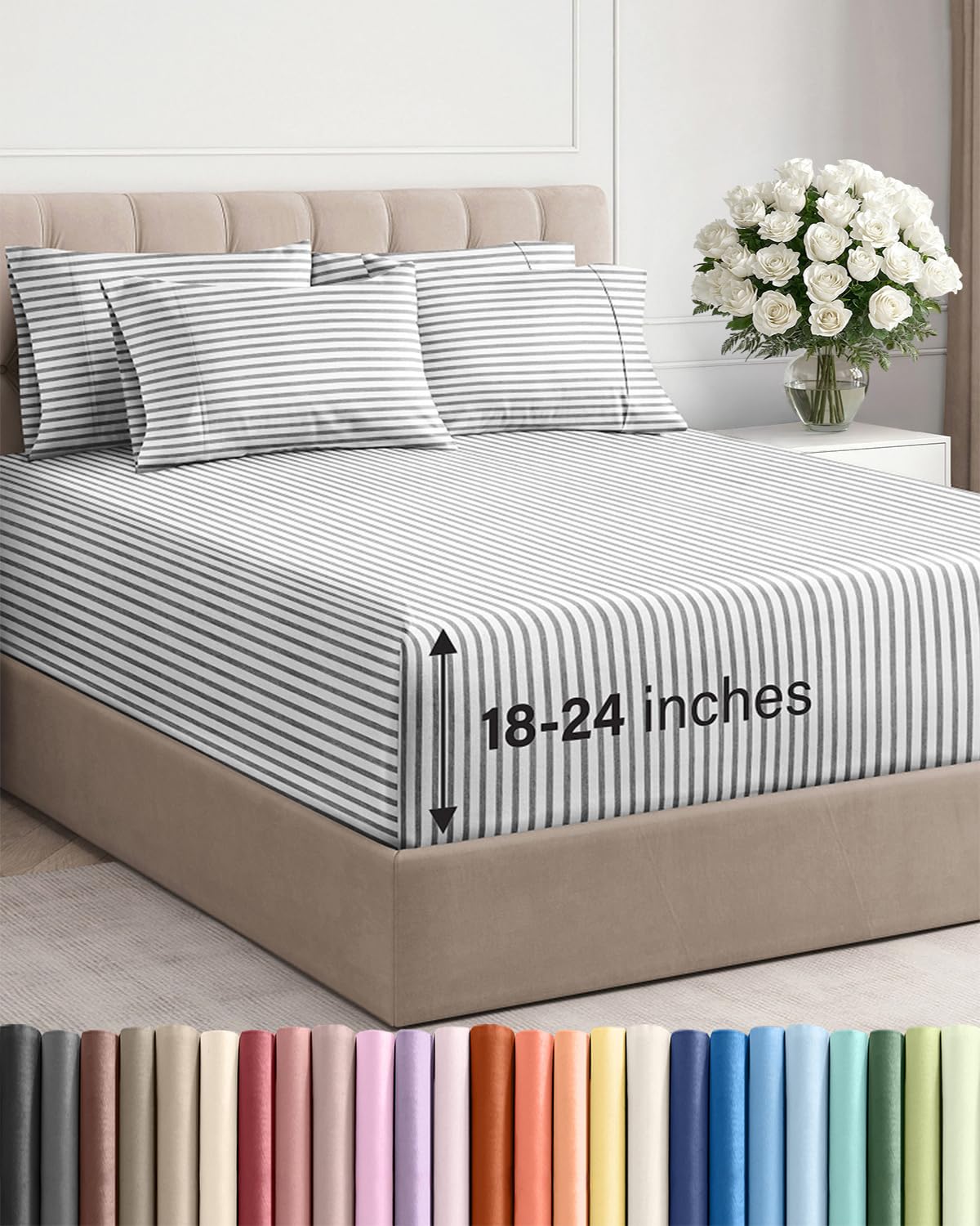 CGK Unlimited extra deep queen fitted sheet with secure elastic edge on a mattress