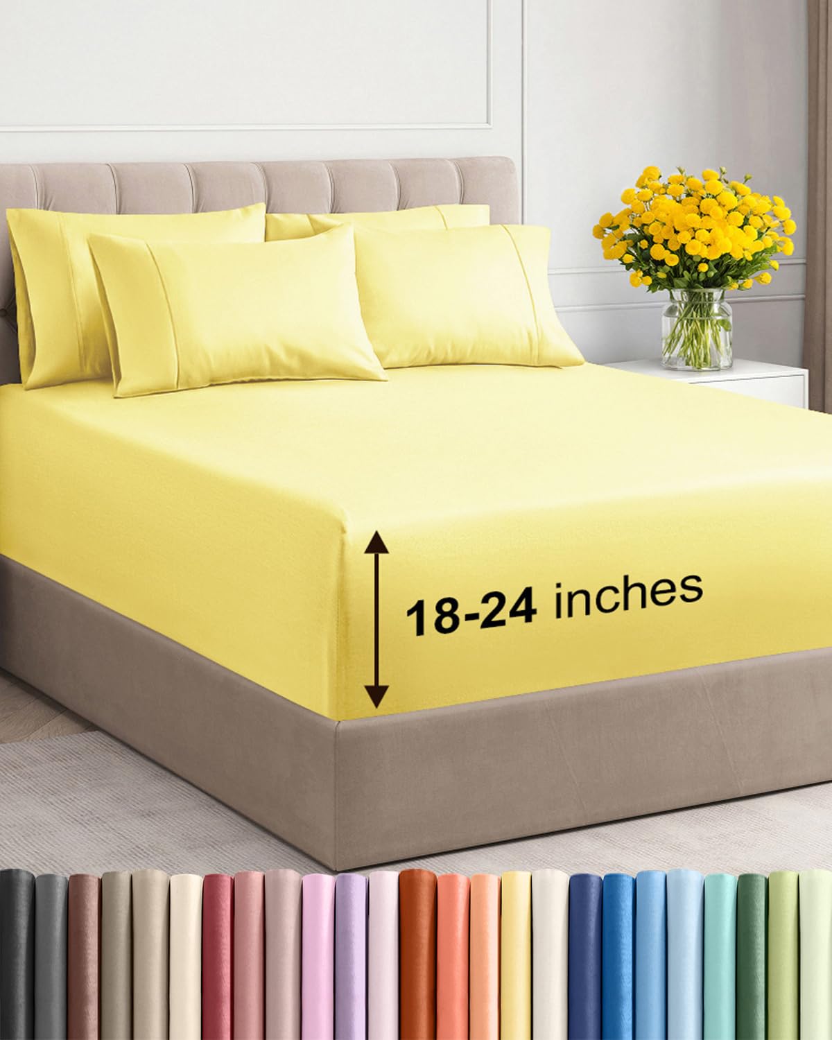CGK Unlimited extra-deep queen fitted sheet on a tall mattress with secure elastic edge.