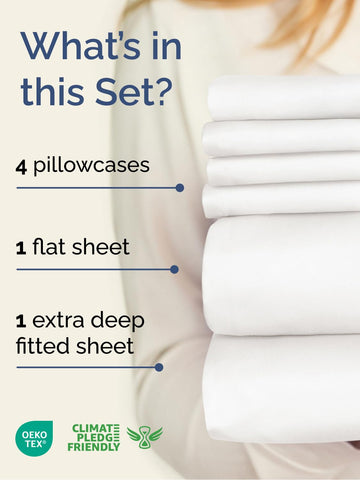 CGK Unlimited extra-deep queen fitted sheet showing elastic edge for secure fit