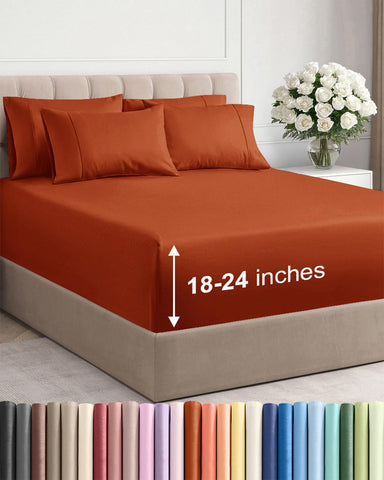 CGK Unlimited extra-deep queen flat sheet terracotta for a secure setup.