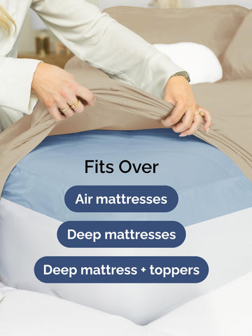 CGK Unlimited Extra Deep Queen Sheet Set in a bright bedroom scene