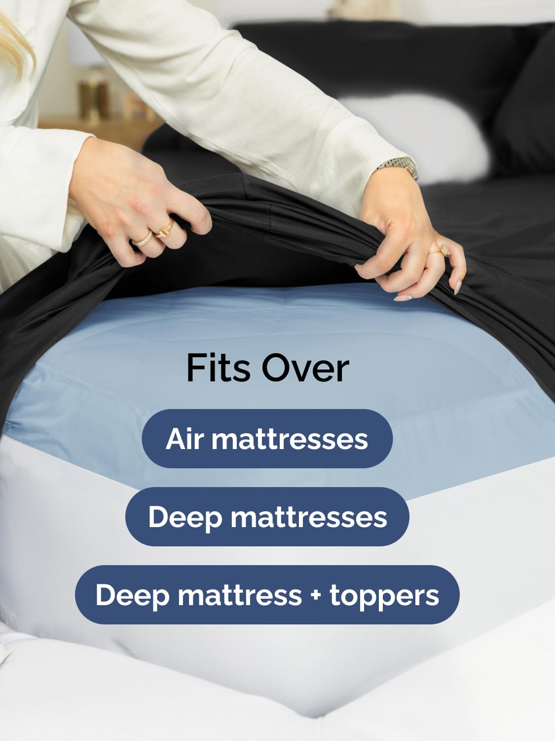 CGK Unlimited Extra Deep Queen Sheet Set complete-4-piece packaging includes flat sheet, fitted sheet, and pillowcases