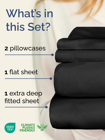 CGK Unlimited Extra Deep Queen Sheet Set fitted-on-deep-mattress highlights snug, stay-put performance