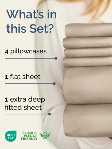 CGK Unlimited Extra Deep Queen Sheet Set fitted on a tall mattress with secure stretch