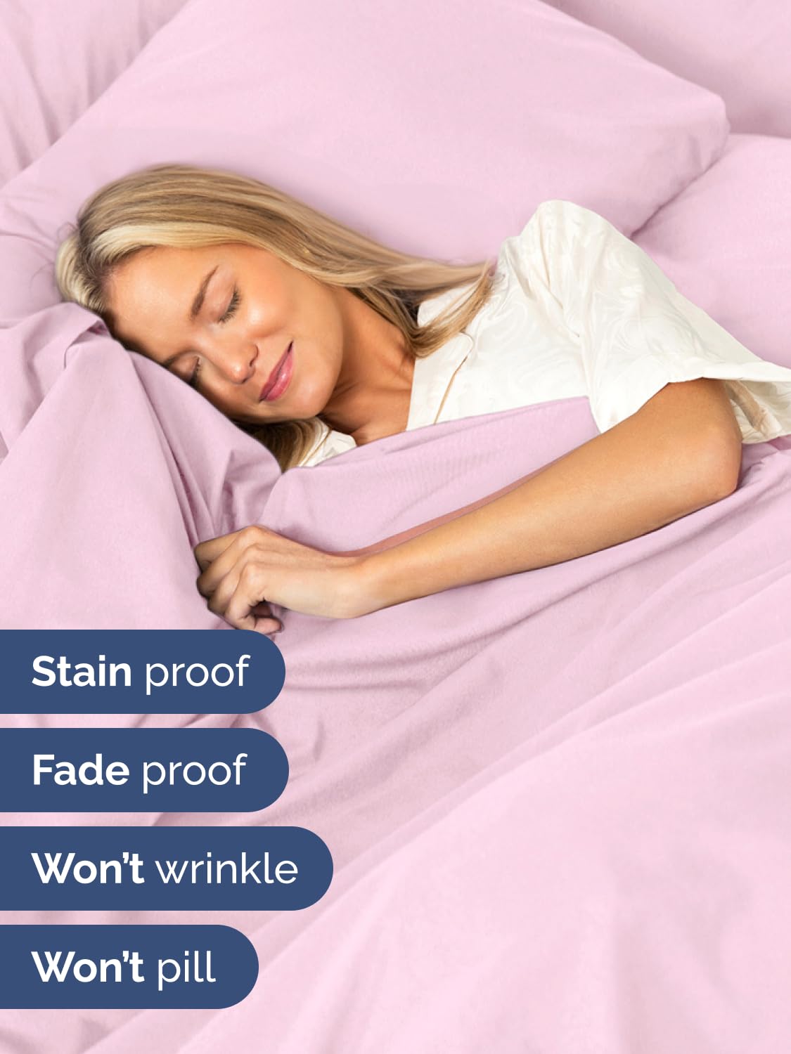 CGK Unlimited pillowcases with secure closures keep pillows in place.