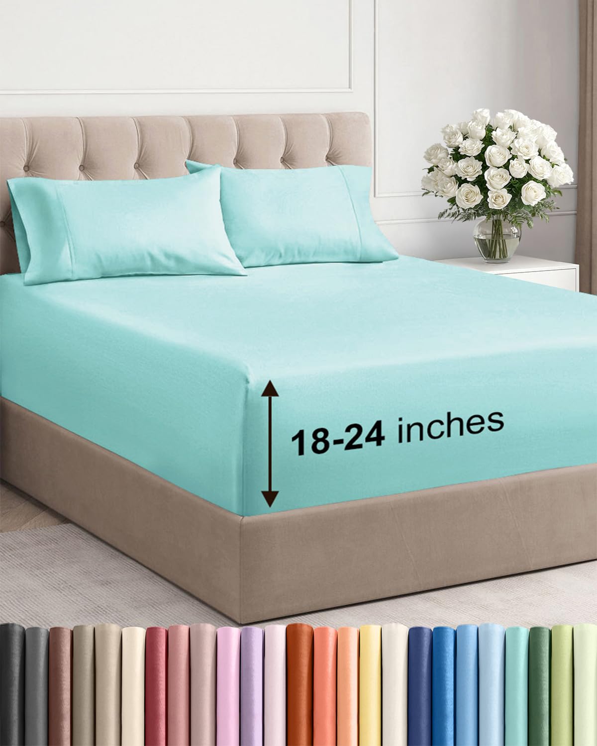 CGK Unlimited extra-deep queen sheet set ready for thick mattresses with a secure fit