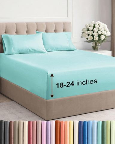 CGK Unlimited extra-deep queen sheet set ready for thick mattresses with a secure fit