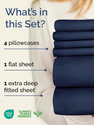CGK Unlimited extra-deep queen fitted sheet stretched around a tall mattress