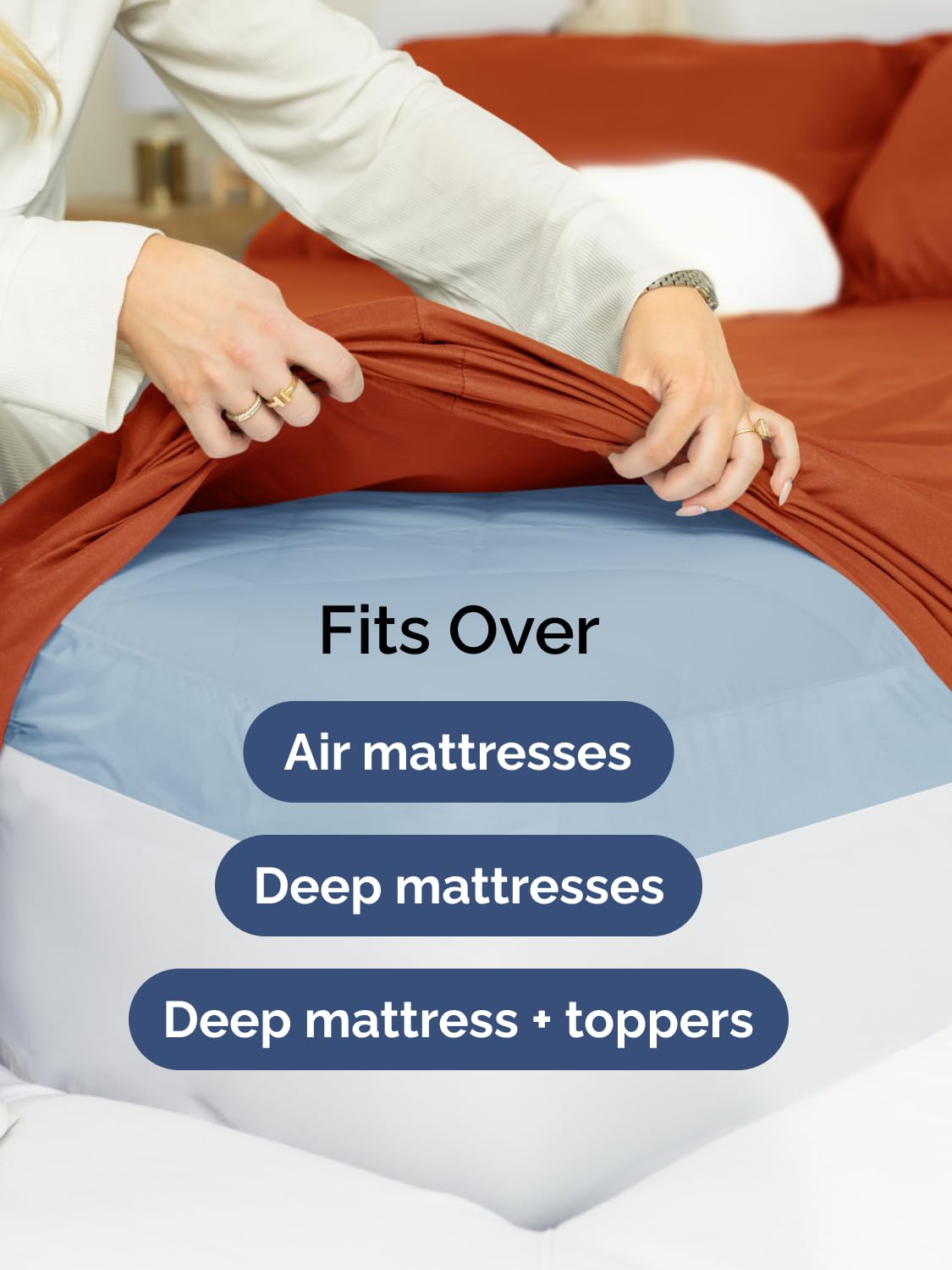 CGK Unlimited terracotta sheet with wrinkle-resistant microfiber.